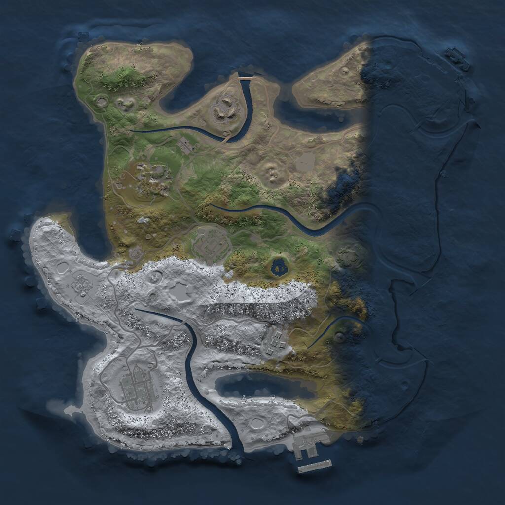 Rust Map: Procedural Map, Size: 3000, Seed: 233124, 10 Monuments