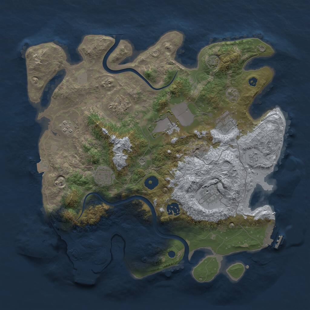 Rust Map: Procedural Map, Size: 3500, Seed: 1838, 13 Monuments