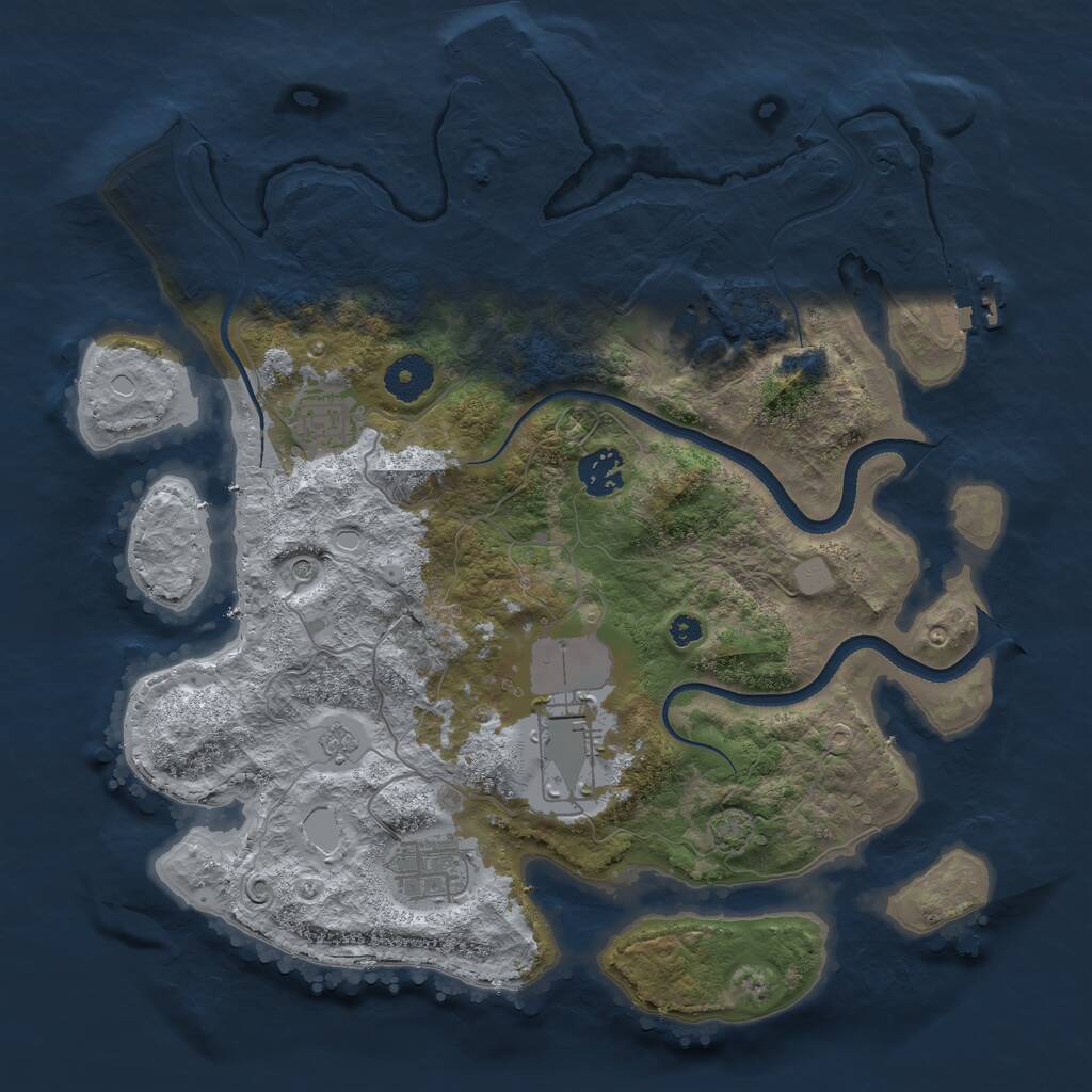 Rust Map: Procedural Map, Size: 3500, Seed: 95359444, 11 Monuments