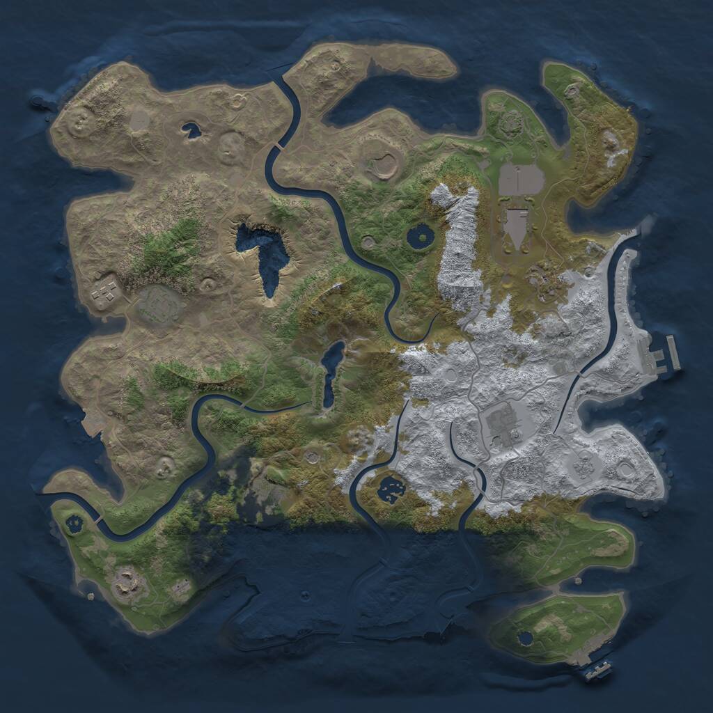 Rust Map: Procedural Map, Size: 4096, Seed: 4, 15 Monuments