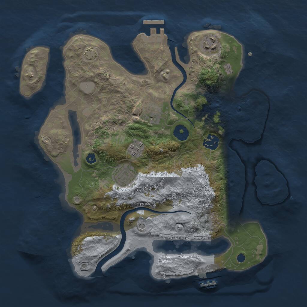 Rust Map: Procedural Map, Size: 3000, Seed: 27486, 10 Monuments