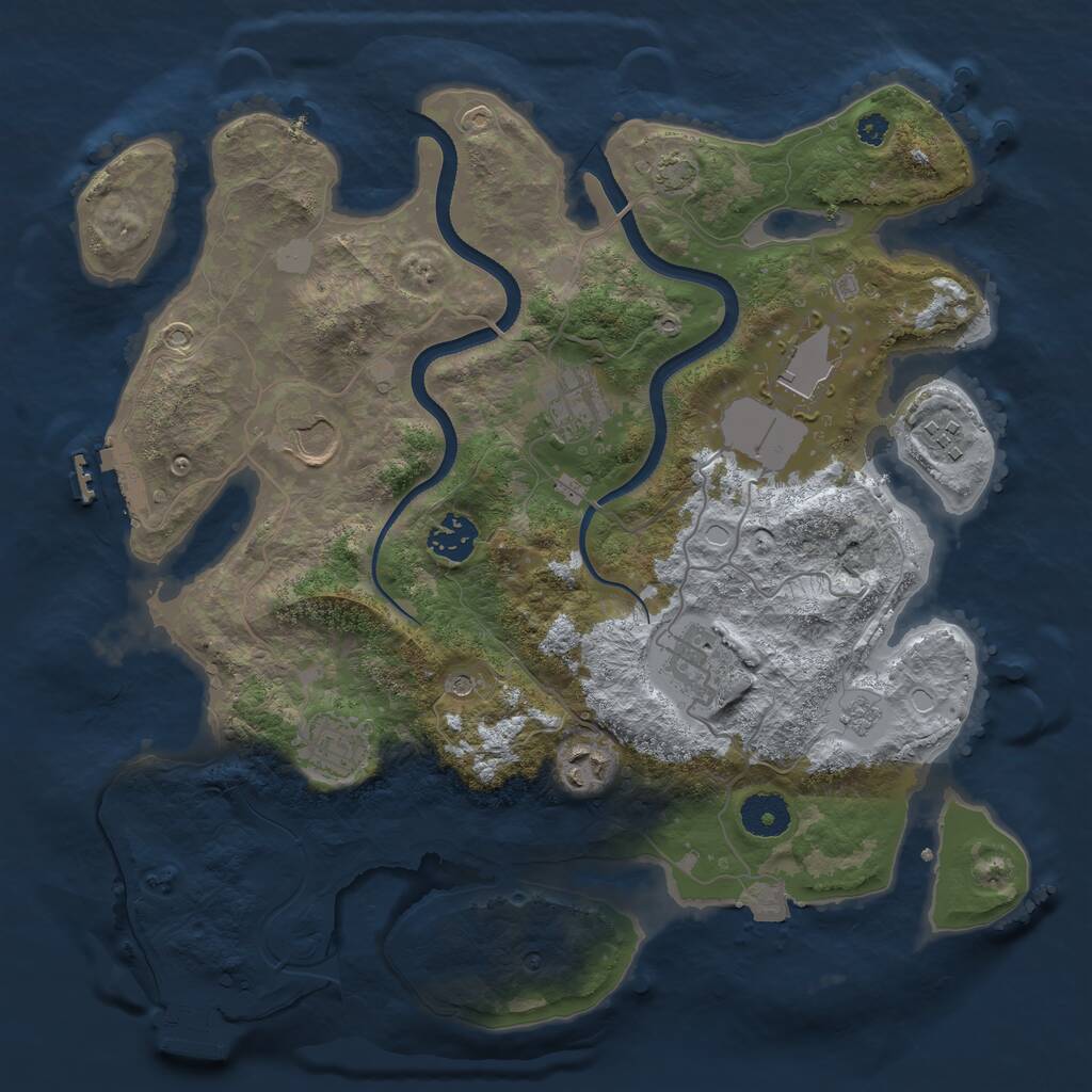 Rust Map: Procedural Map, Size: 3500, Seed: 1909647230, 14 Monuments