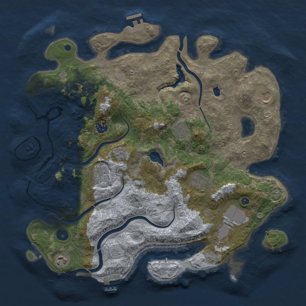 Rust Map: Procedural Map, Size: 4000, Seed: 5080, 14 Monuments
