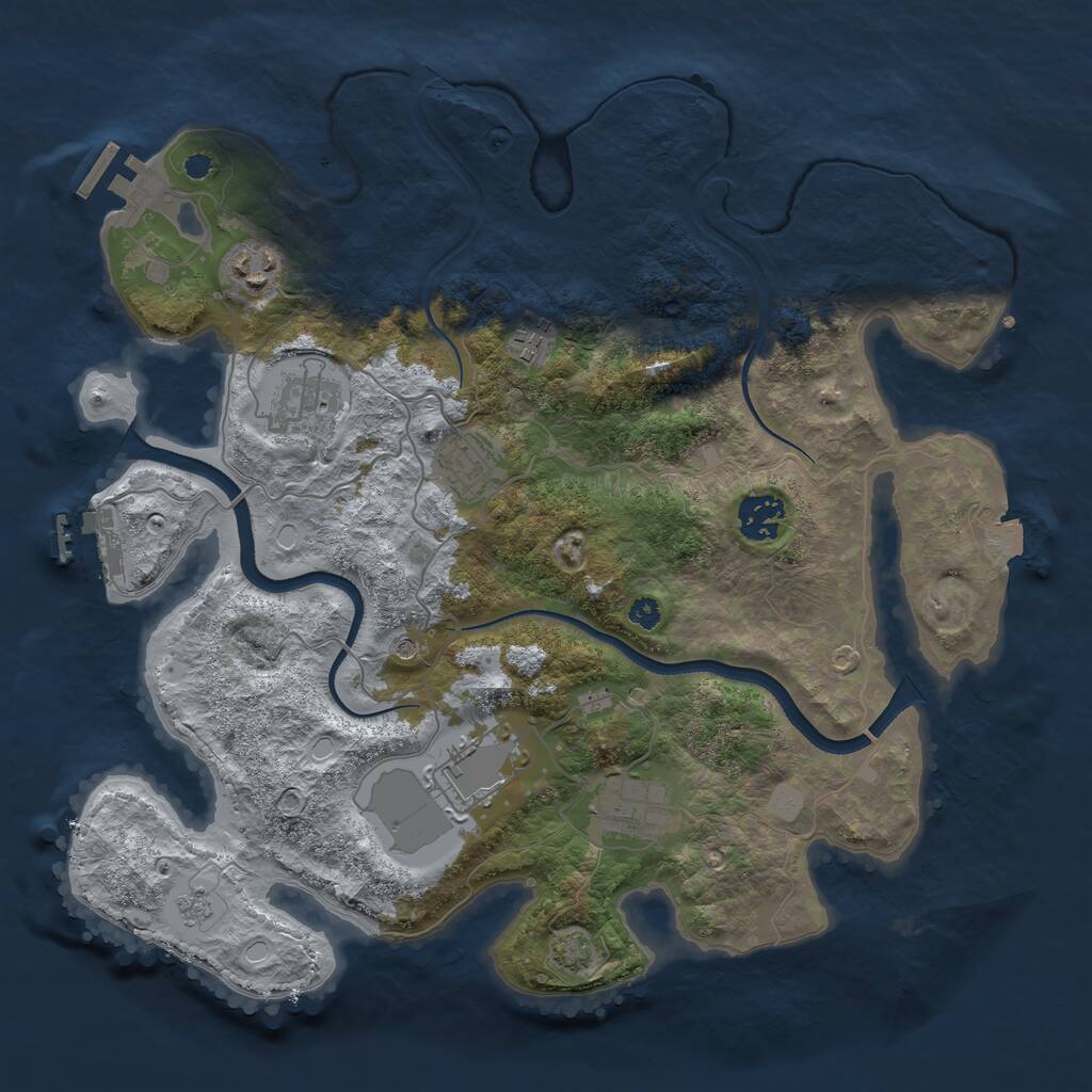 Rust Map: Procedural Map, Size: 3500, Seed: 666717632, 13 Monuments