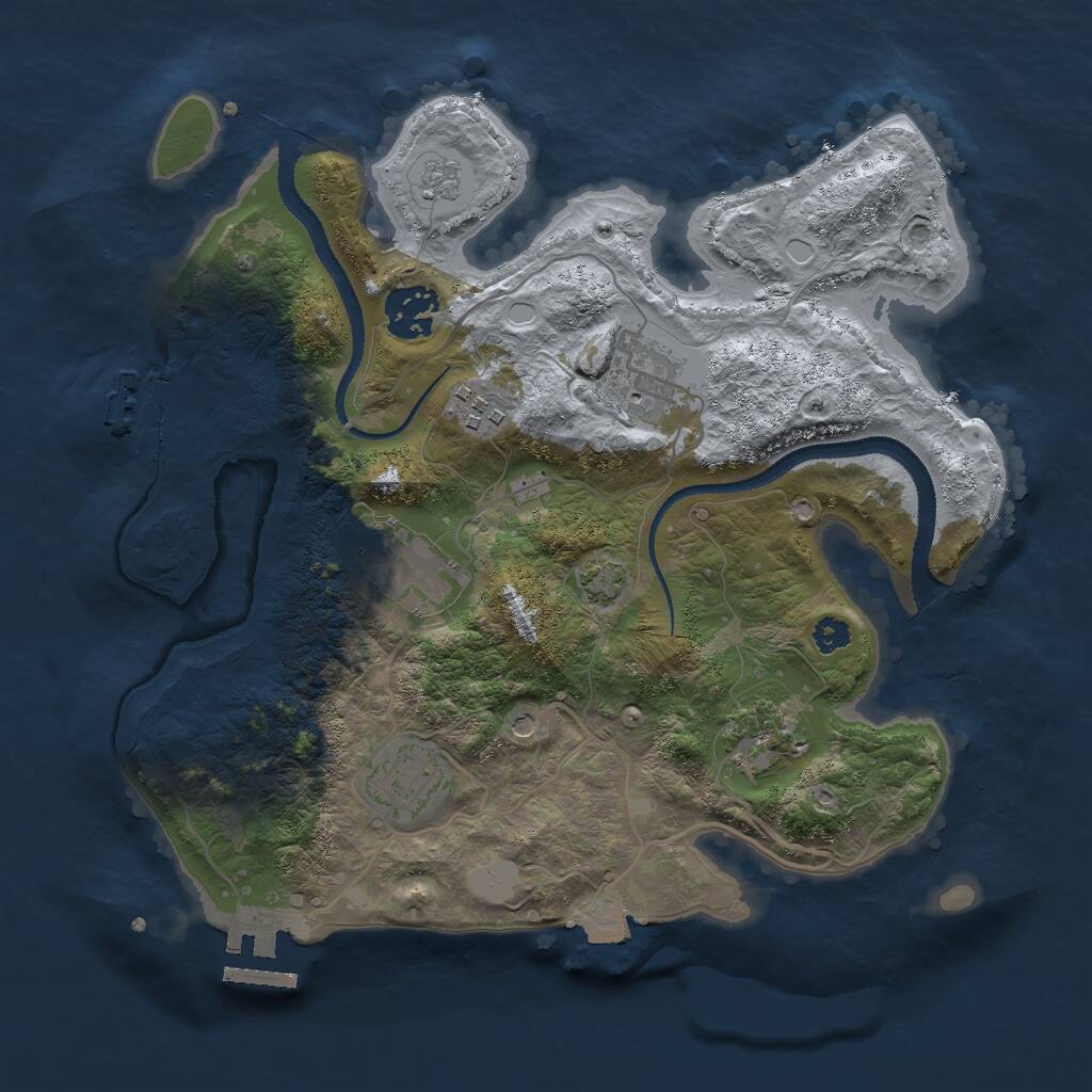 Rust Map: Procedural Map, Size: 3000, Seed: 448424844, 12 Monuments