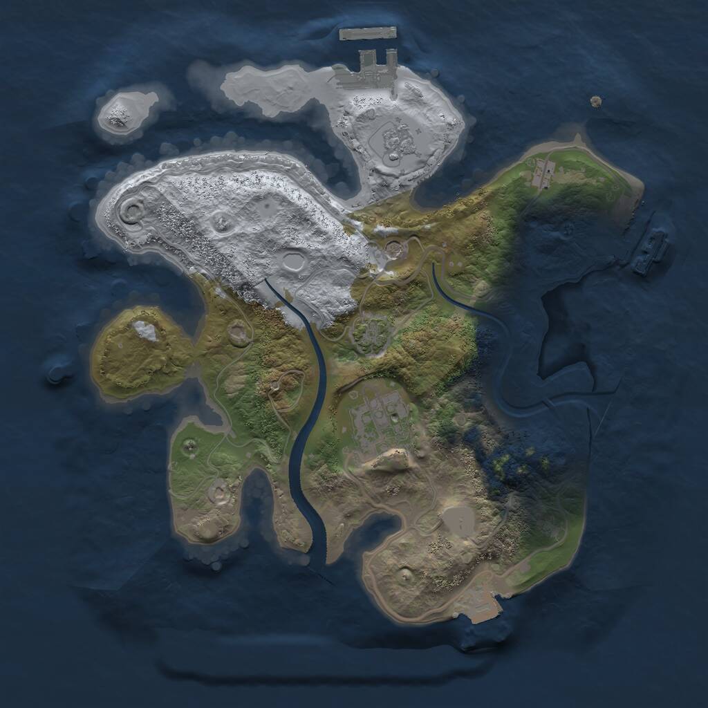 Rust Map: Procedural Map, Size: 2500, Seed: 48207, 7 Monuments