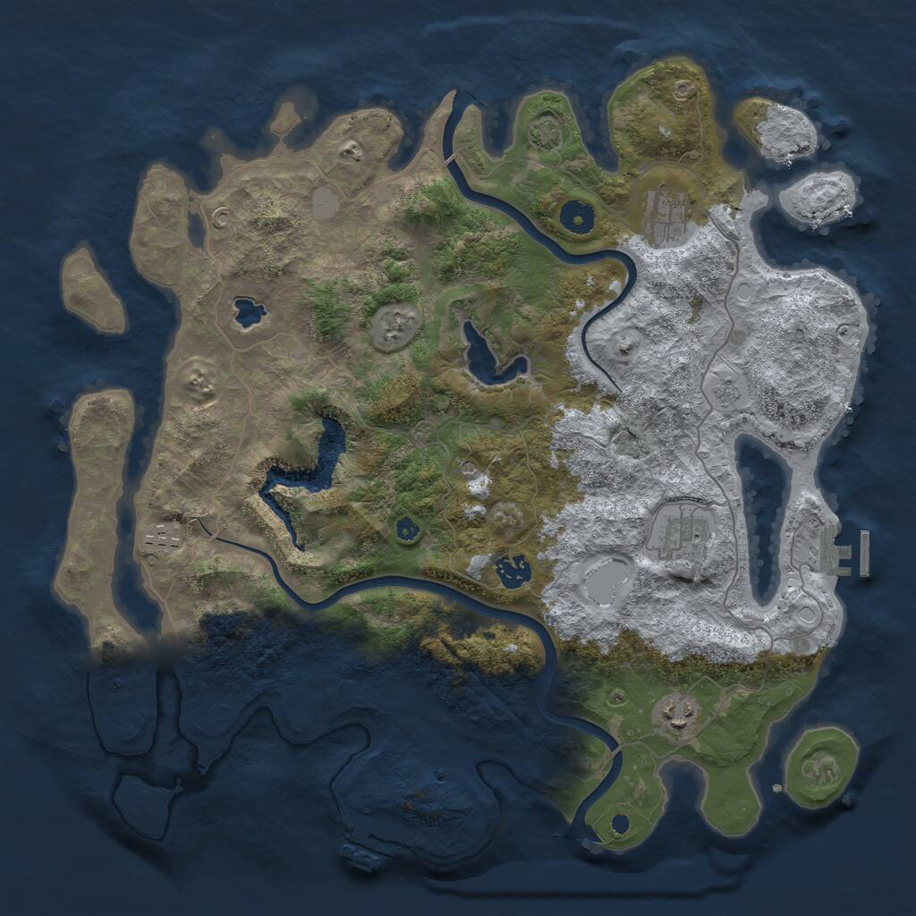 Rust Map: Procedural Map, Size: 4000, Seed: 56789, 11 Monuments