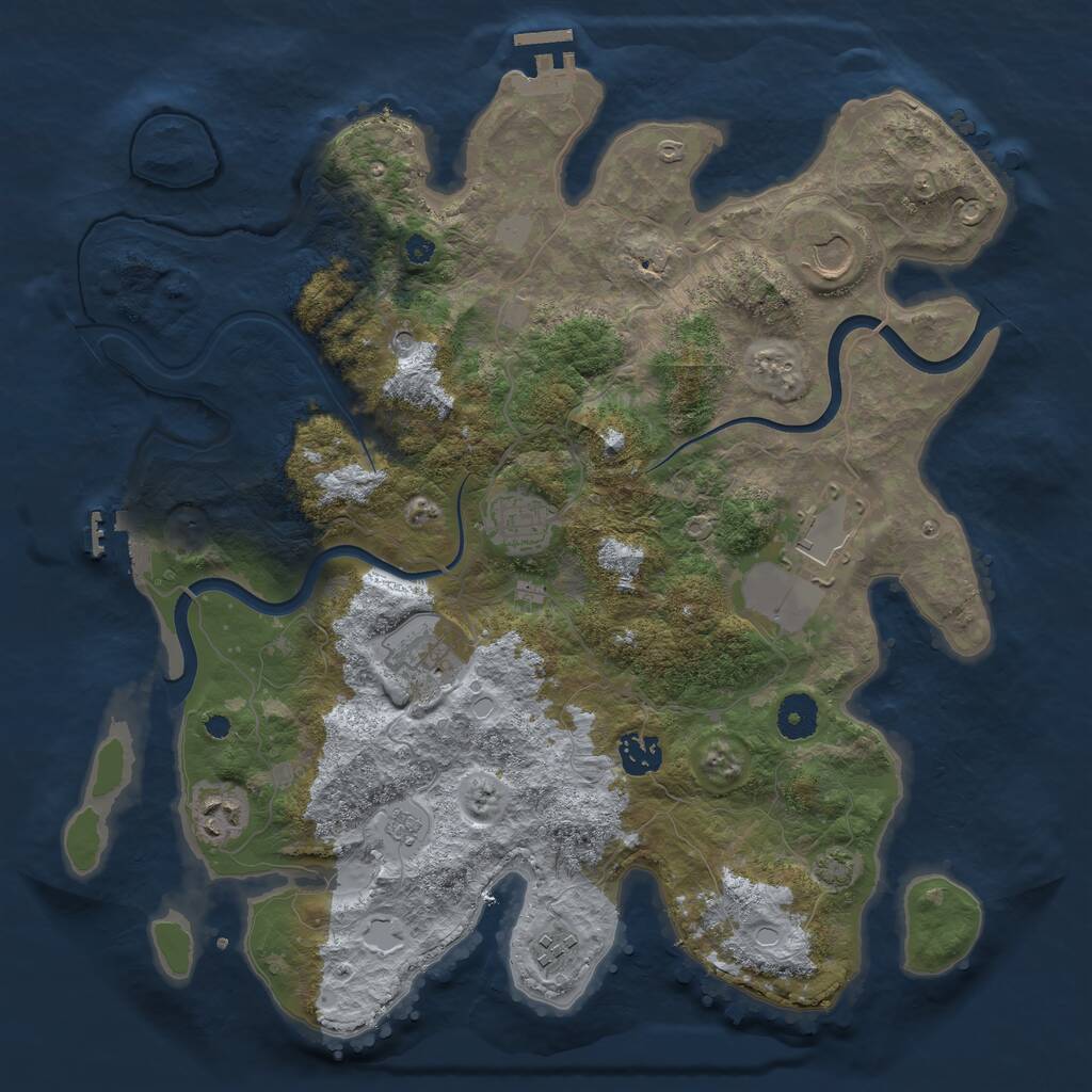 Rust Map: Procedural Map, Size: 3750, Seed: 1682028135, 13 Monuments