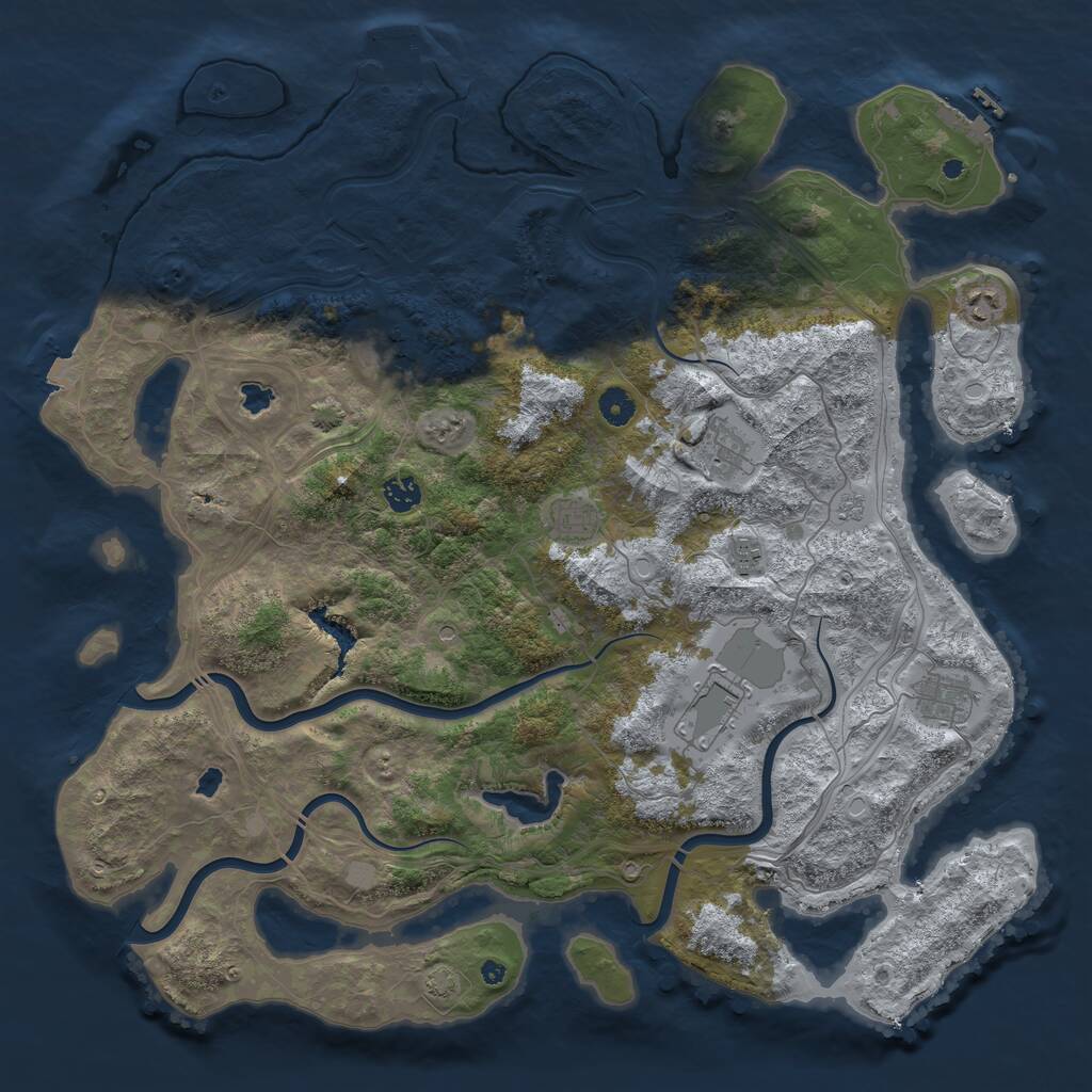 Rust Map: Procedural Map, Size: 4500, Seed: 1851682362, 14 Monuments