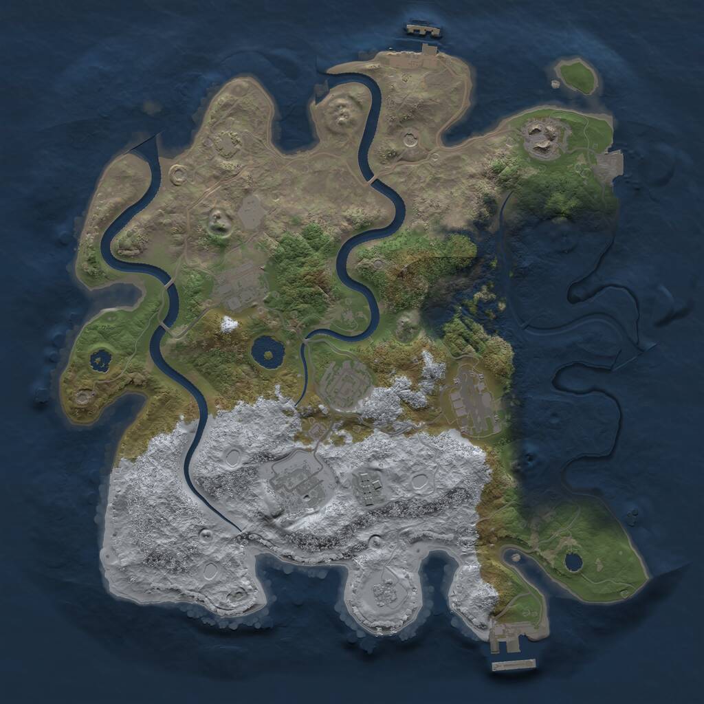 Rust Map: Procedural Map, Size: 3250, Seed: 834488645, 12 Monuments