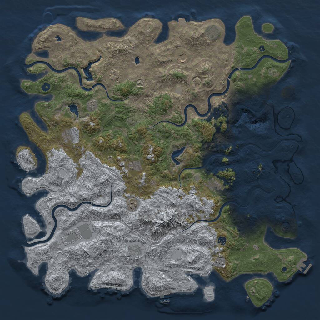 Rust Map: Procedural Map, Size: 5562, Seed: 407108844, 17 Monuments