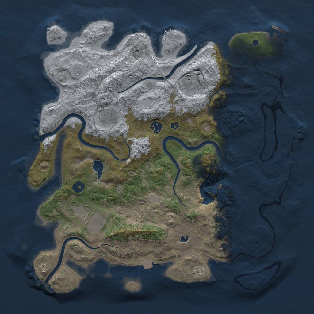 Rust Map: Procedural Map, Size: 4050, Seed: 1882865674, 10 Monuments