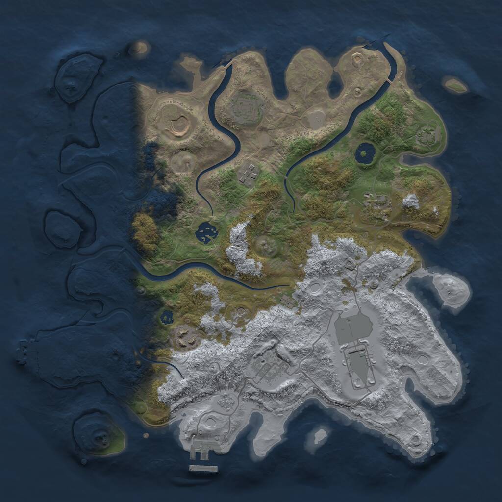 Rust Map: Procedural Map, Size: 3600, Seed: 205, 14 Monuments