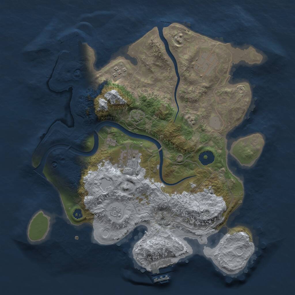 Rust Map: Procedural Map, Size: 3000, Seed: 58432383, 8 Monuments