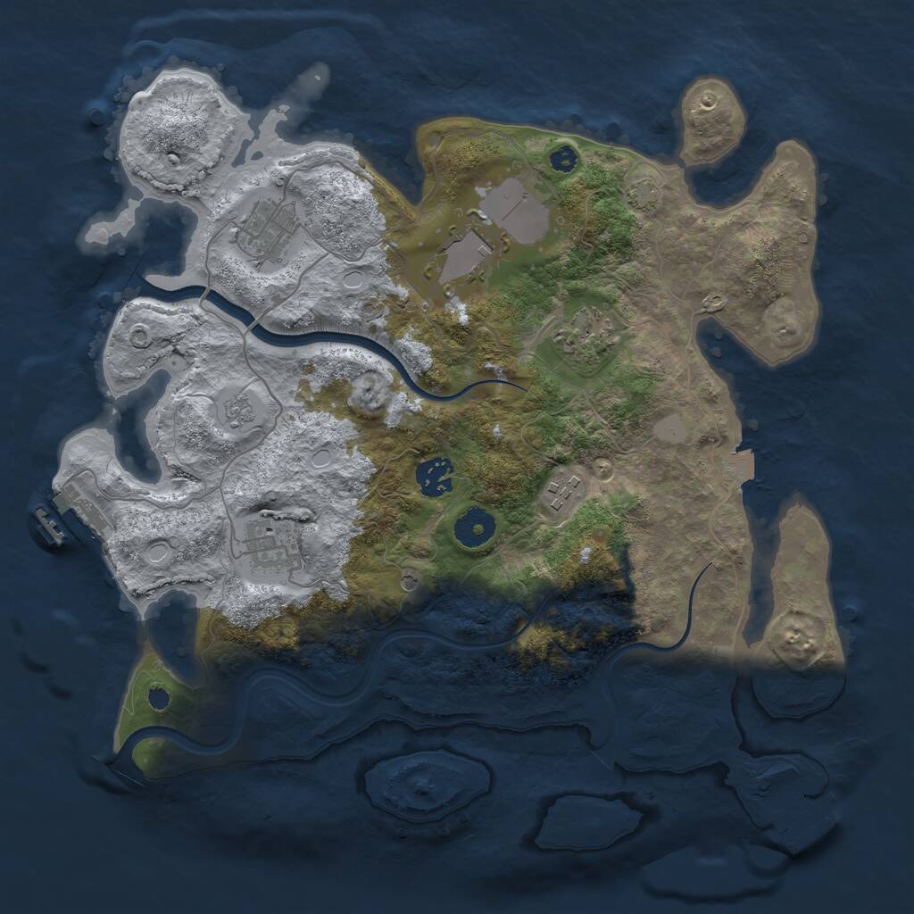 Rust Map: Procedural Map, Size: 3500, Seed: 8693514, 12 Monuments
