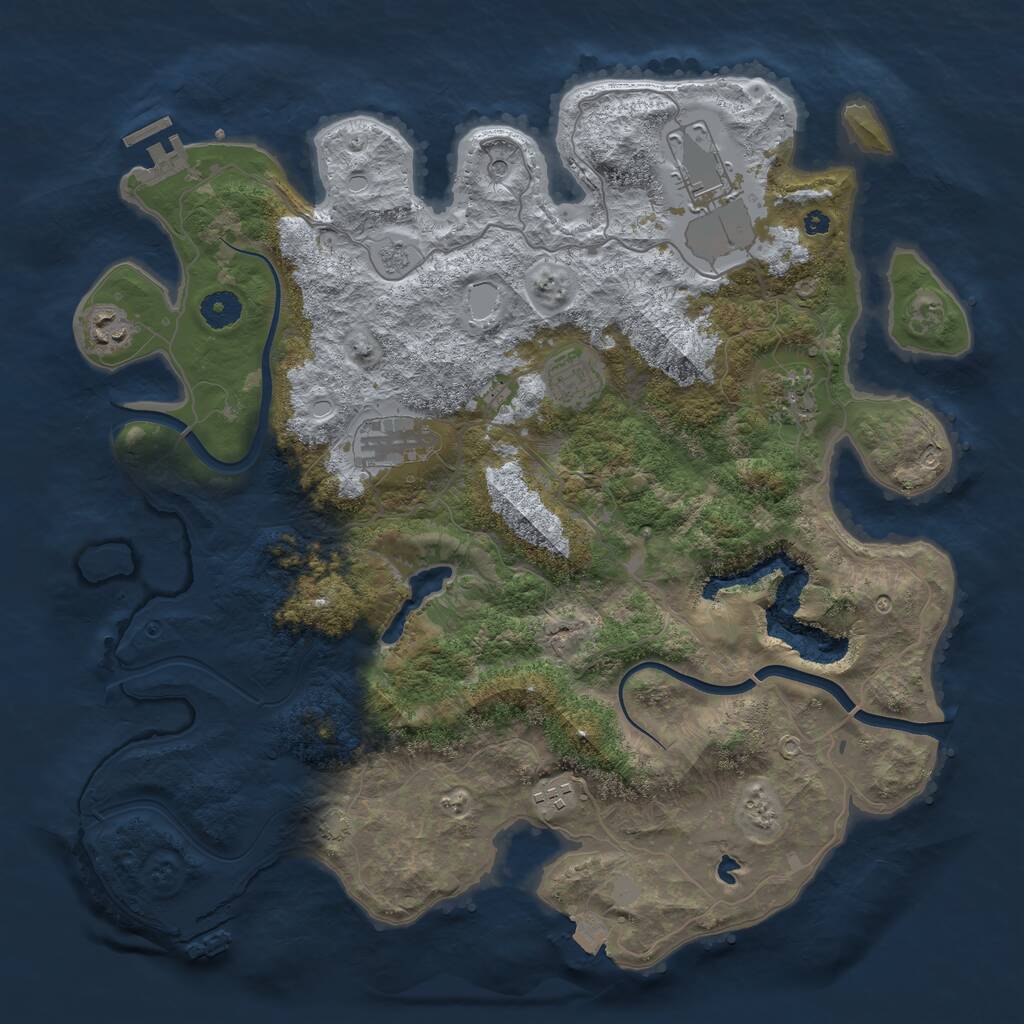 Rust Map: Procedural Map, Size: 4000, Seed: 23561, 12 Monuments