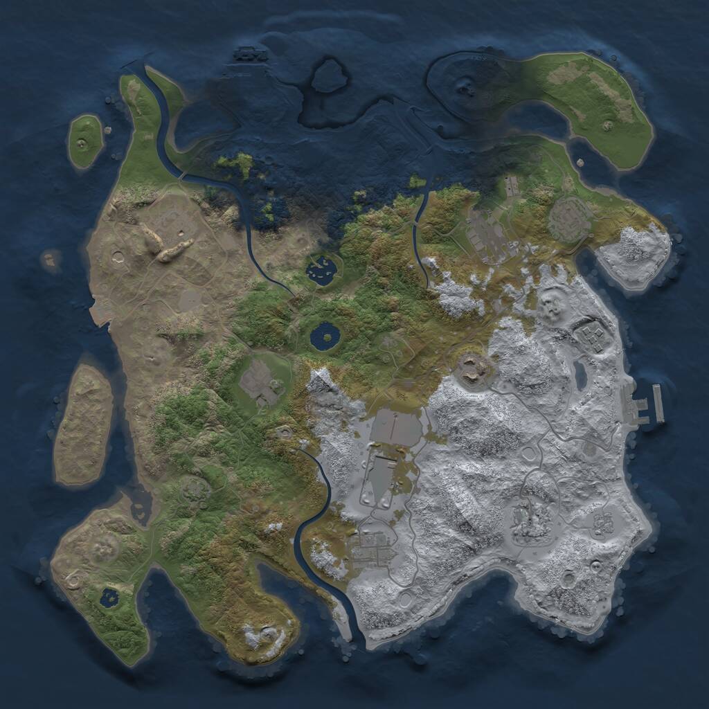 Rust Map: Procedural Map, Size: 3750, Seed: 877184287, 16 Monuments