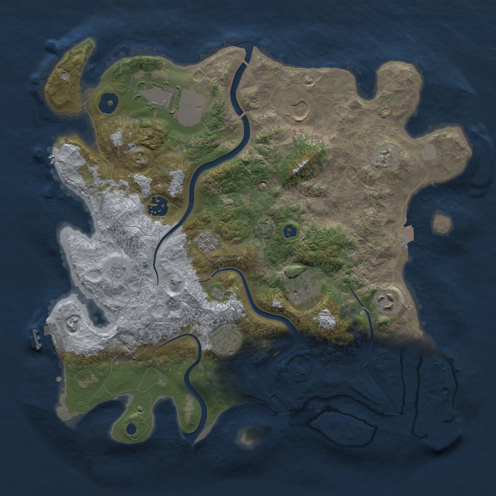 Rust Map: Procedural Map, Size: 3700, Seed: 345678, 13 Monuments