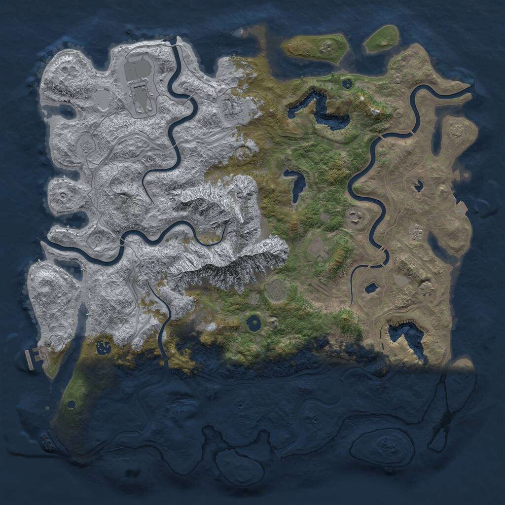 Rust Map: Procedural Map, Size: 5000, Seed: 1072489990, 14 Monuments