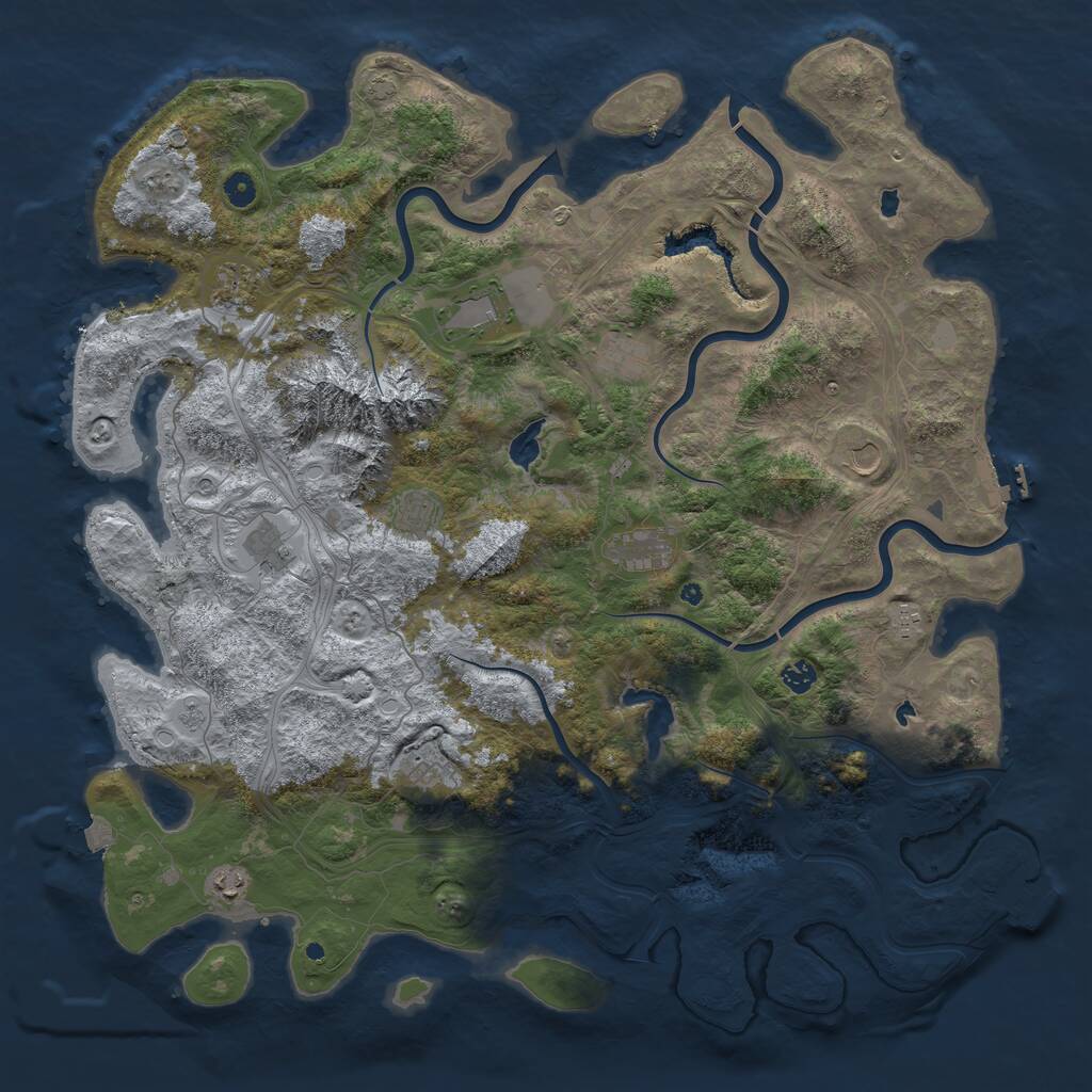 Rust Map: Procedural Map, Size: 5000, Seed: 345678, 17 Monuments