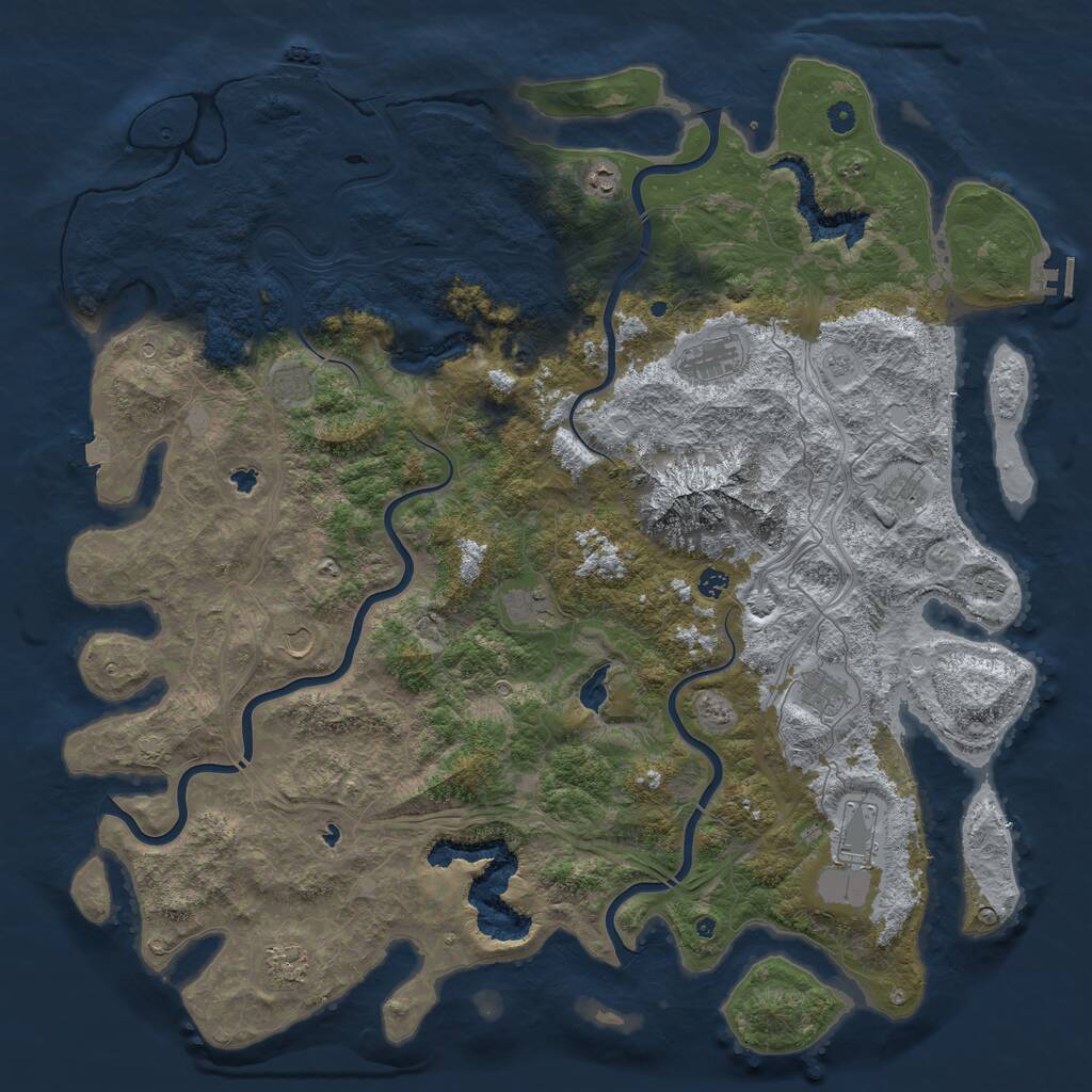Rust Map: Procedural Map, Size: 5500, Seed: 424242, 17 Monuments