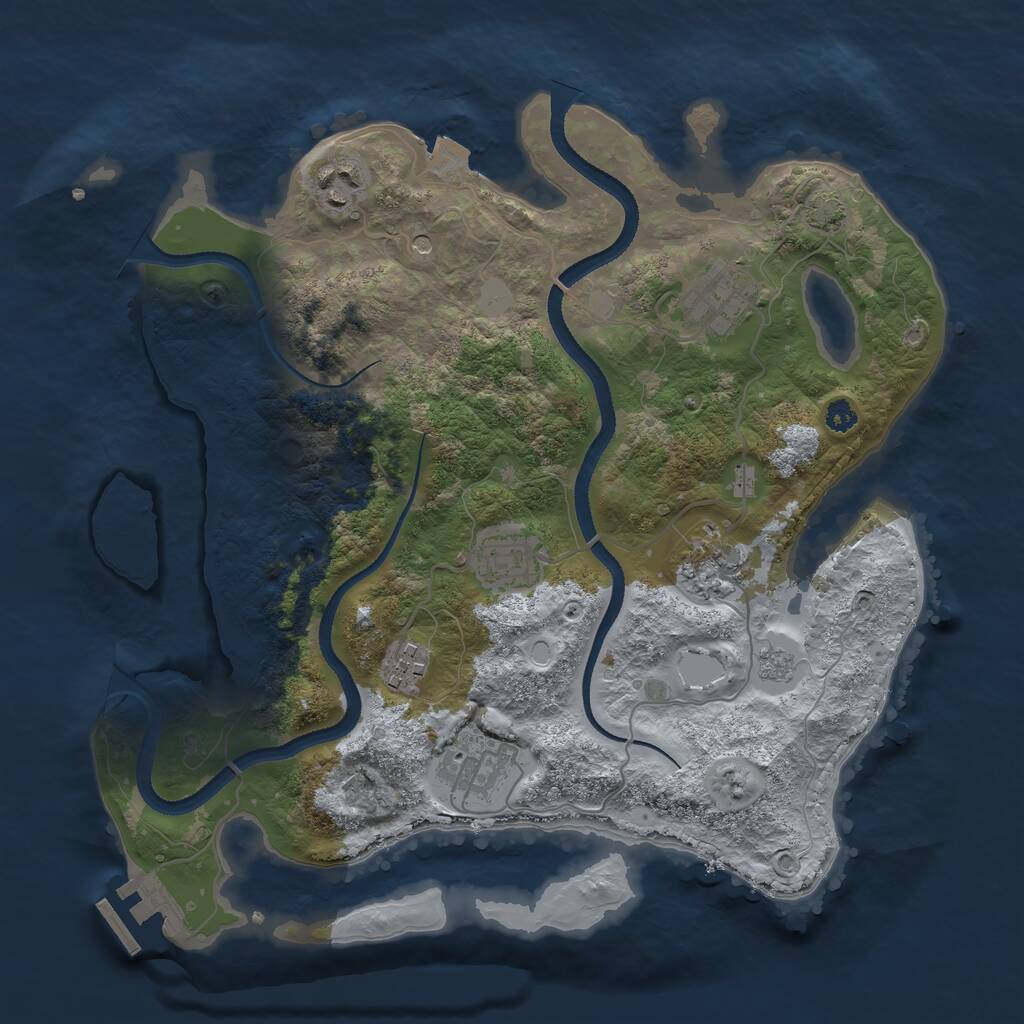 Rust Map: Procedural Map, Size: 3250, Seed: 1204367056, 11 Monuments