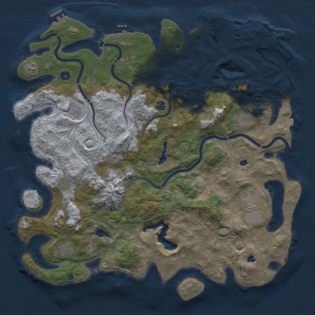Rust Map: Procedural Map, Size: 5000, Seed: 646943459, 14 Monuments