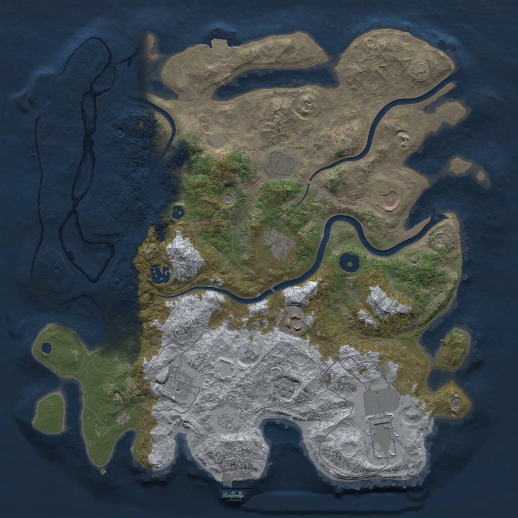 Rust Map: Procedural Map, Size: 3900, Seed: 1444900051, 14 Monuments