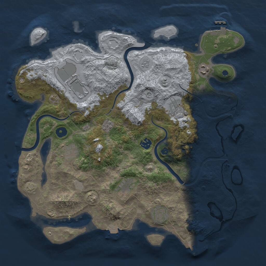 Rust Map: Procedural Map, Size: 3750, Seed: 873222714, 14 Monuments