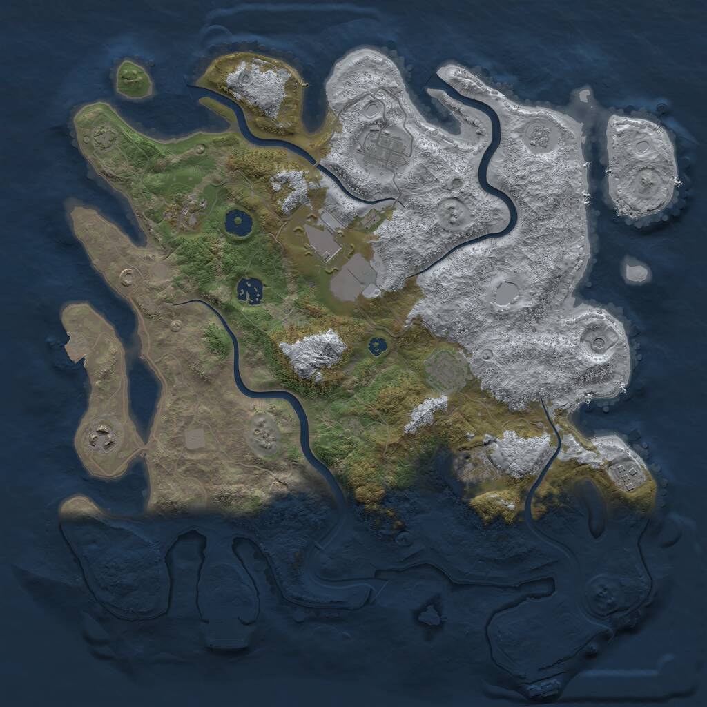 Rust Map: Procedural Map, Size: 3900, Seed: 877548446, 14 Monuments