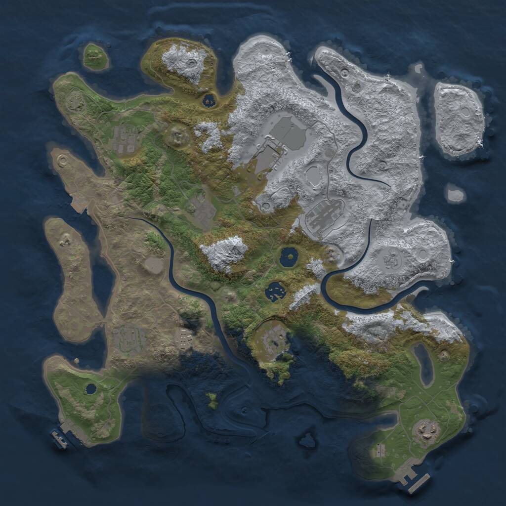 Rust Map: Procedural Map, Size: 3900, Seed: 877548446, 15 Monuments