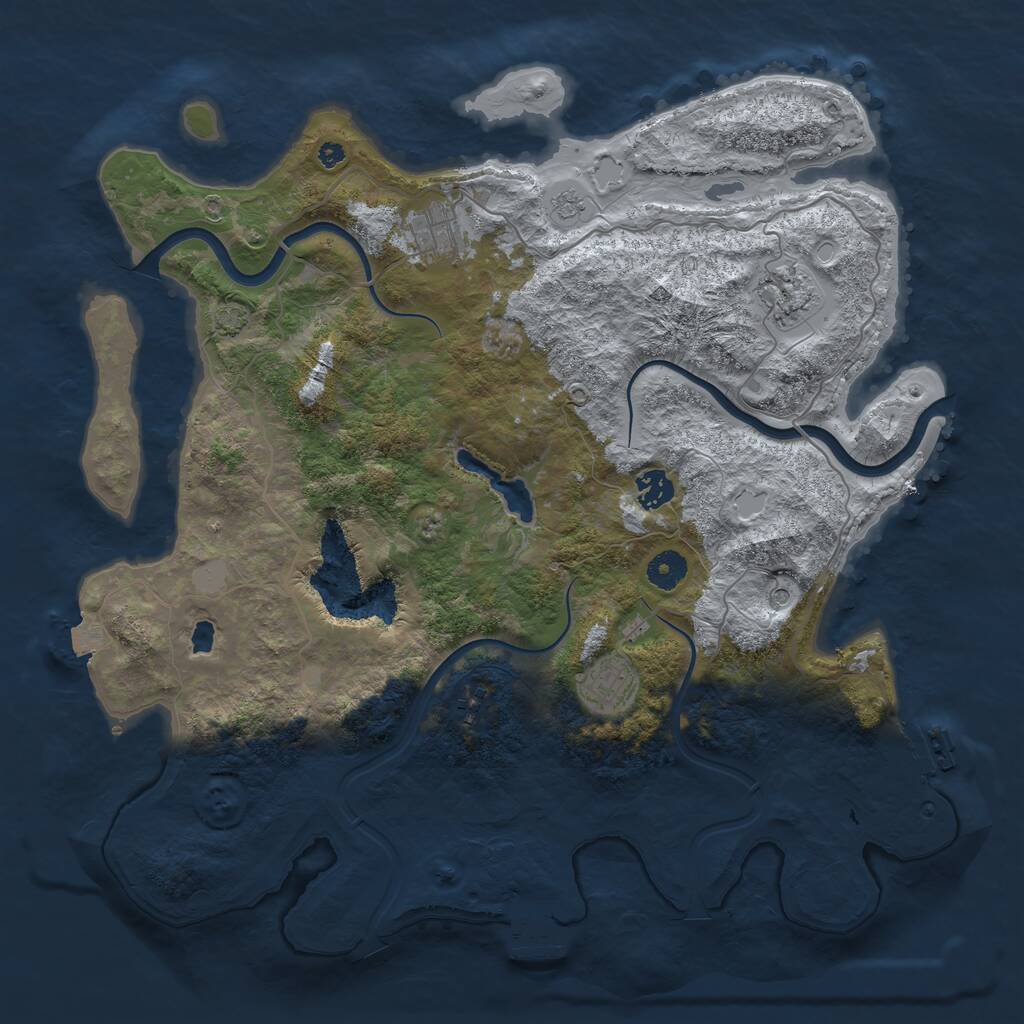 Rust Map: Procedural Map, Size: 4000, Seed: 491207774, 11 Monuments
