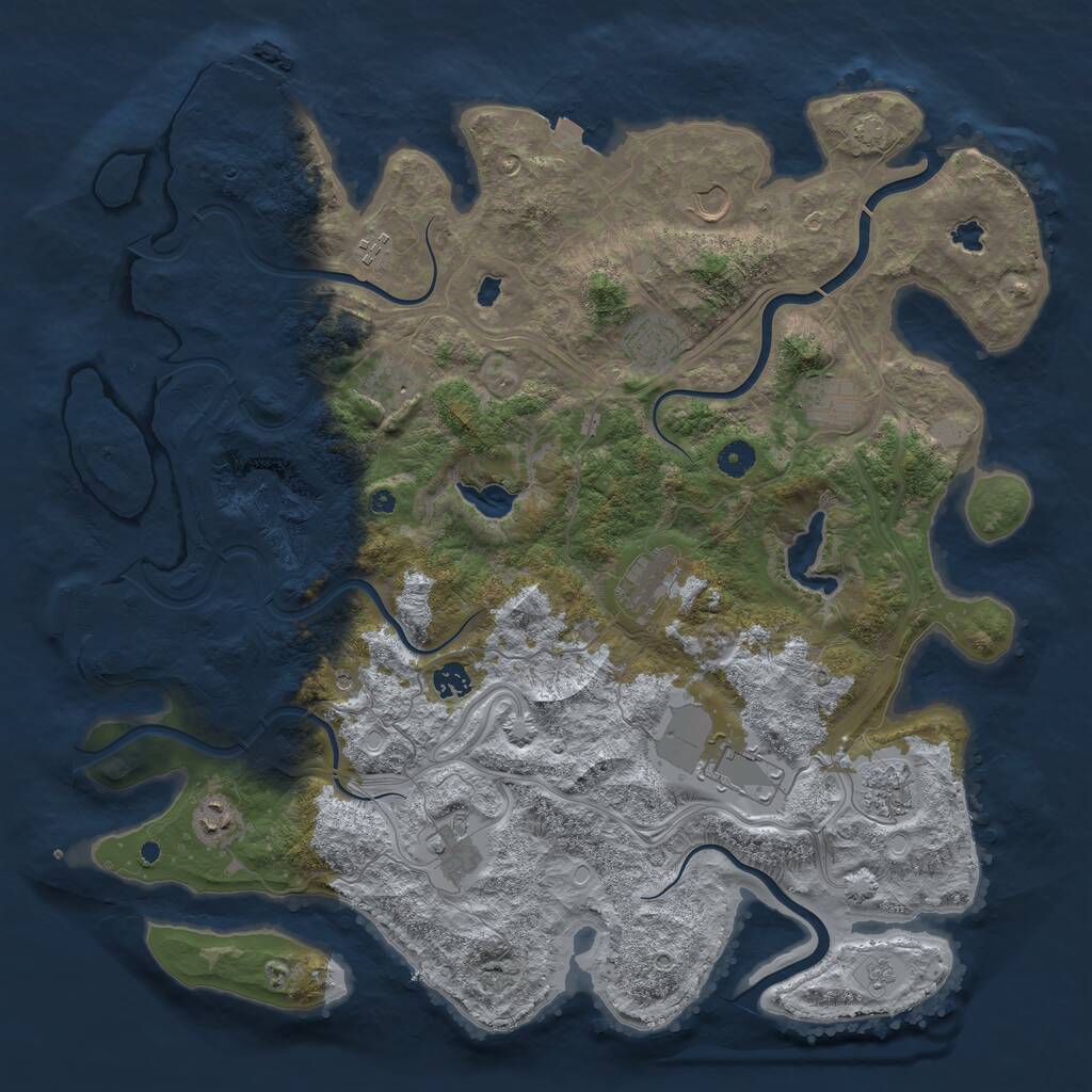 Rust Map: Procedural Map, Size: 4500, Seed: 536039091, 17 Monuments