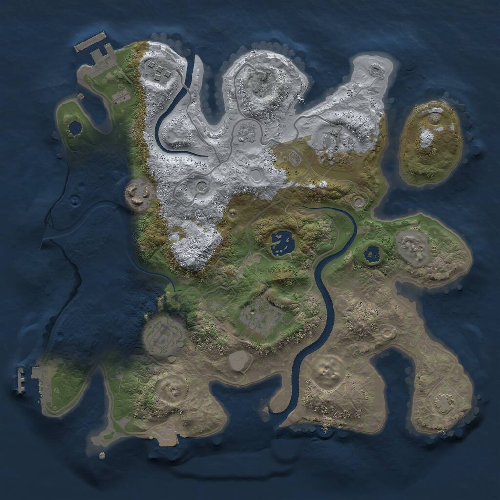 Rust Map: Procedural Map, Size: 3000, Seed: 34381, 12 Monuments