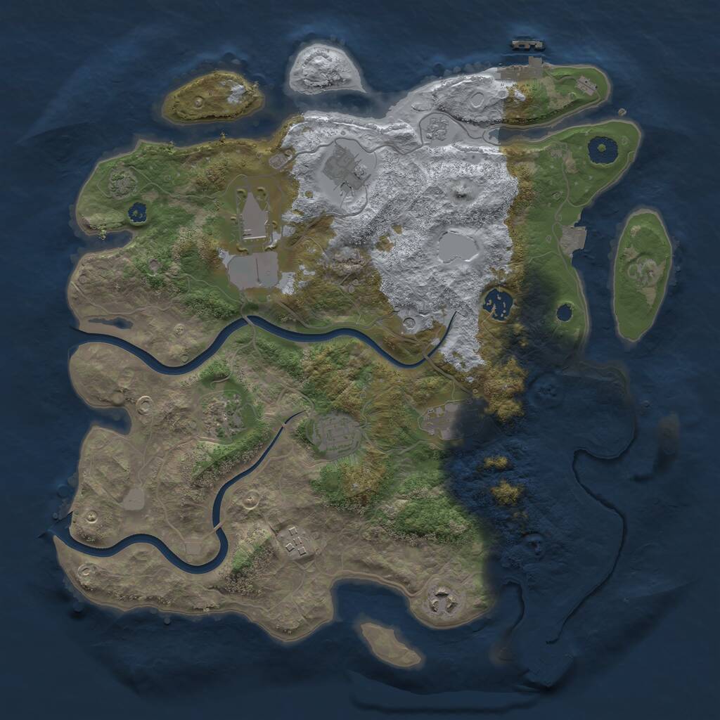 Rust Map: Procedural Map, Size: 3700, Seed: 996053883, 14 Monuments