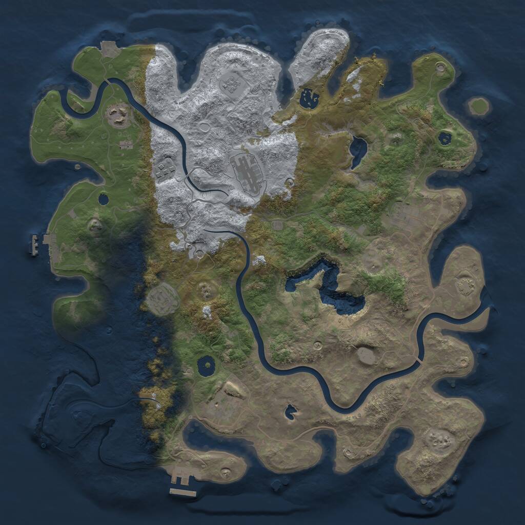Rust Map: Procedural Map, Size: 4000, Seed: 79316, 13 Monuments