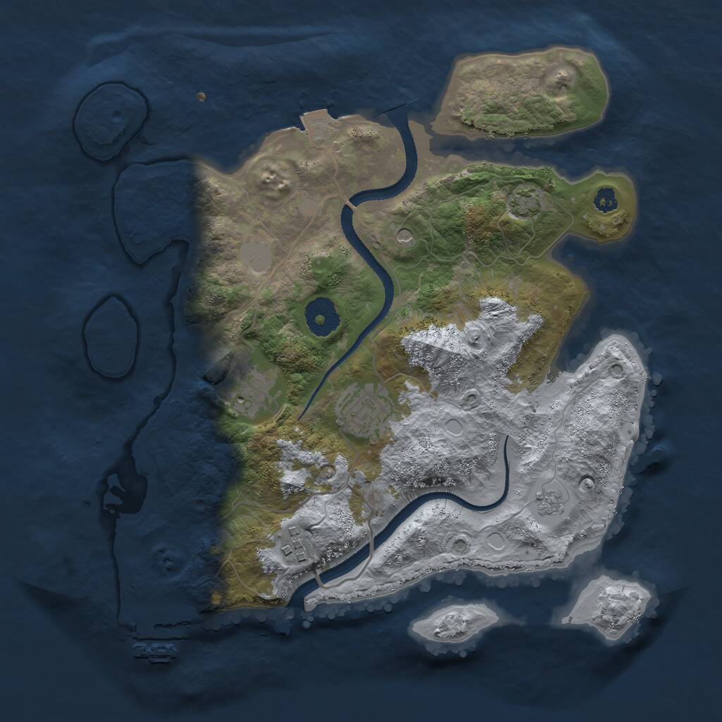 Rust Map: Procedural Map, Size: 3000, Seed: 1823293515, 8 Monuments