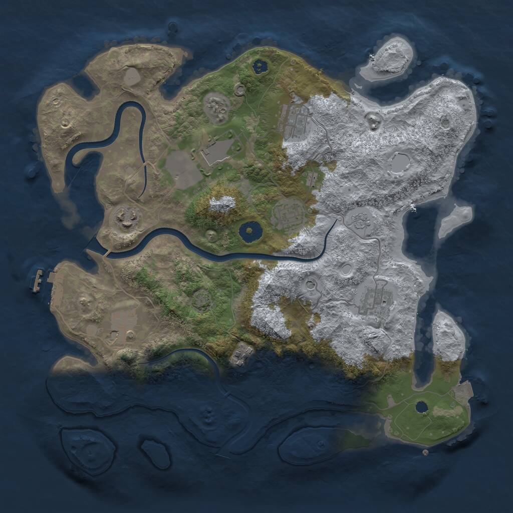 Rust Map: Procedural Map, Size: 3500, Seed: 399278163, 12 Monuments