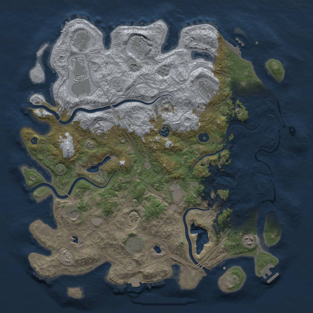 Rust Map: Procedural Map, Size: 4500, Seed: 74620, 17 Monuments