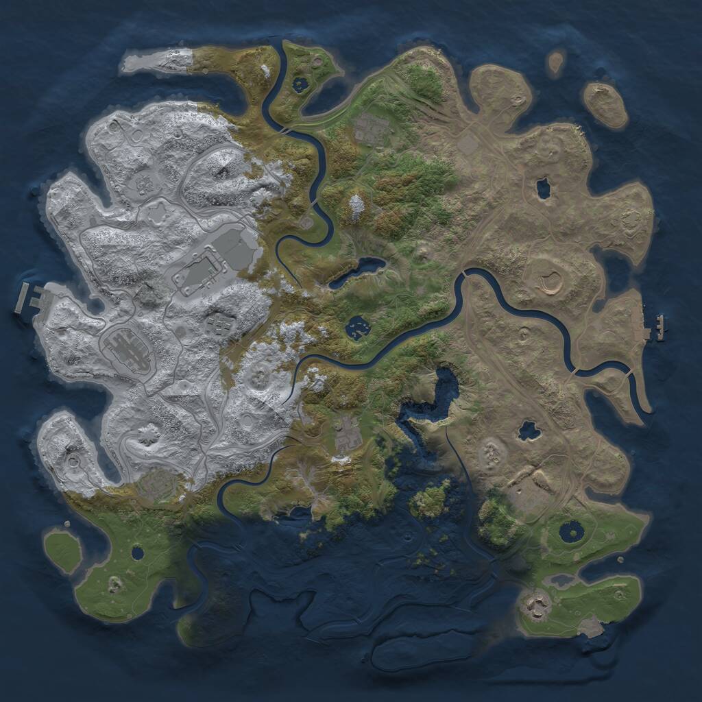 Rust Map: Procedural Map, Size: 4500, Seed: 519397070, 16 Monuments
