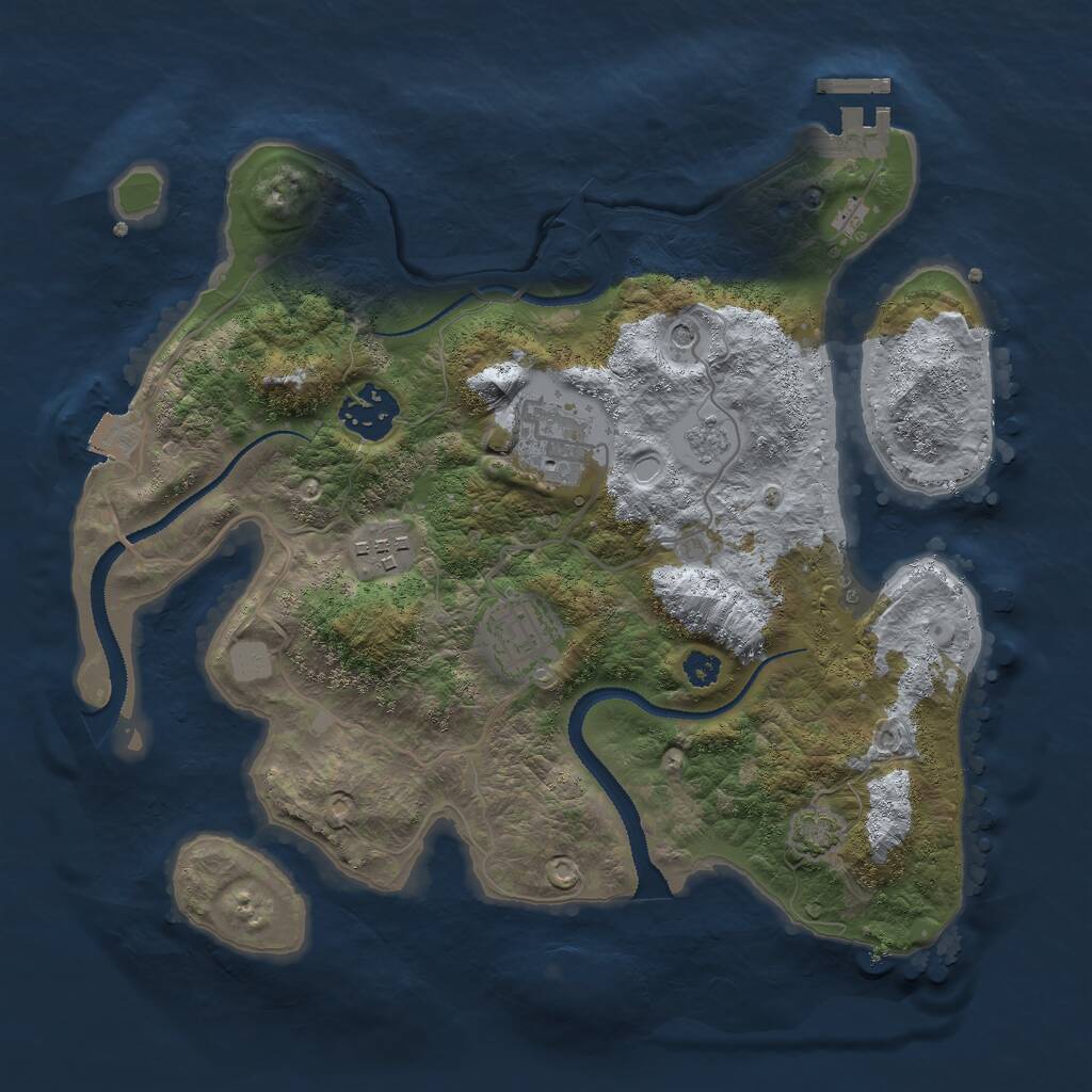 Rust Map: Procedural Map, Size: 3000, Seed: 883986237, 9 Monuments
