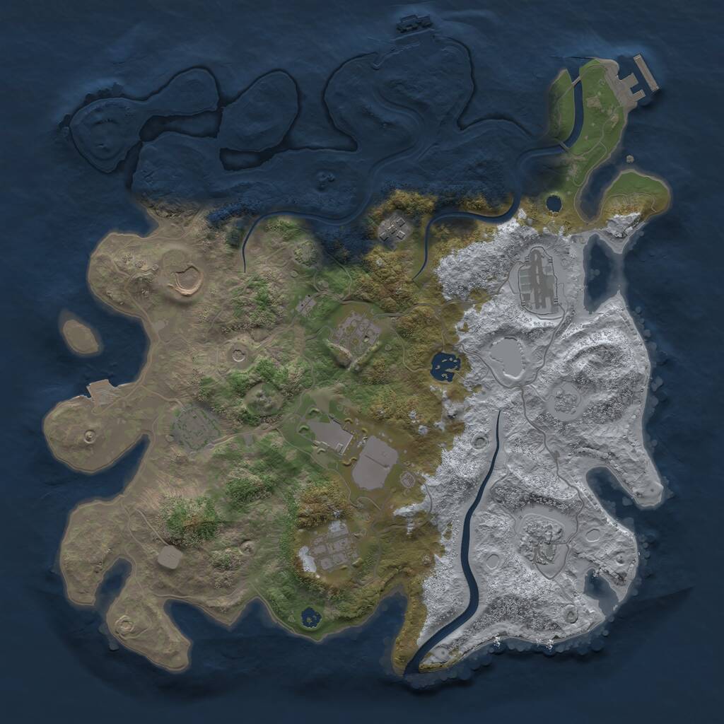 Rust Map: Procedural Map, Size: 3700, Seed: 1160772304, 15 Monuments