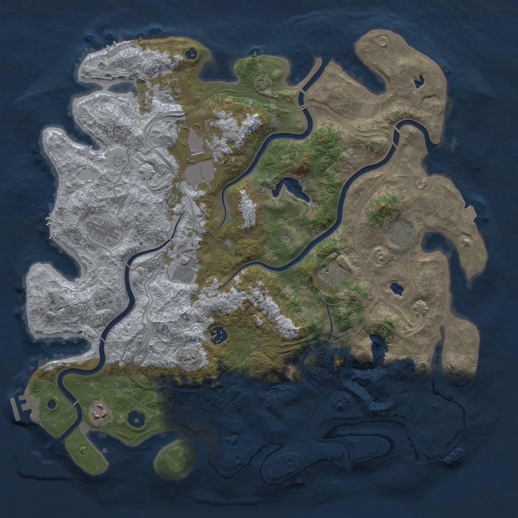 Rust Map: Procedural Map, Size: 4500, Seed: 1690504521, 15 Monuments