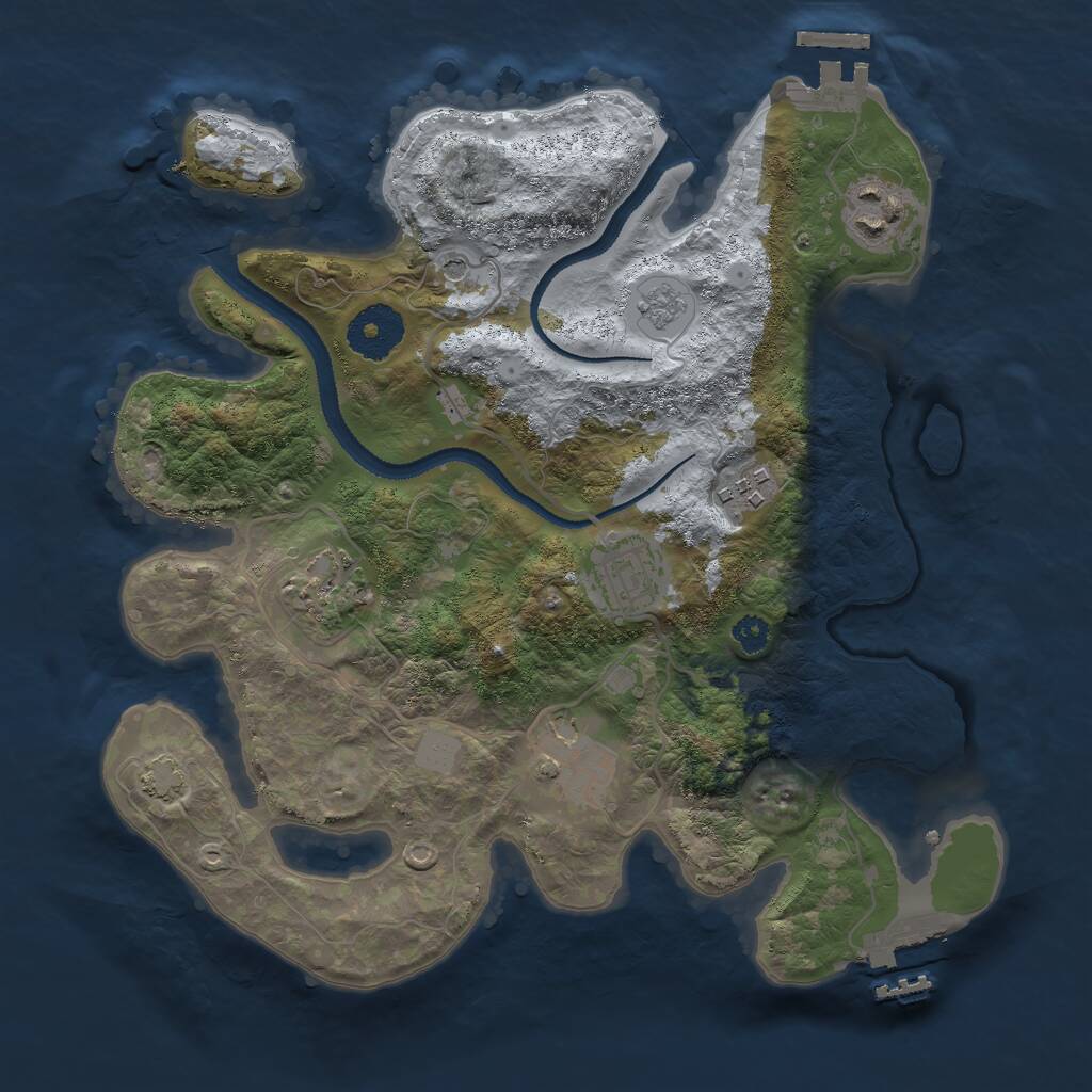 Rust Map: Procedural Map, Size: 3000, Seed: 1913261279, 11 Monuments
