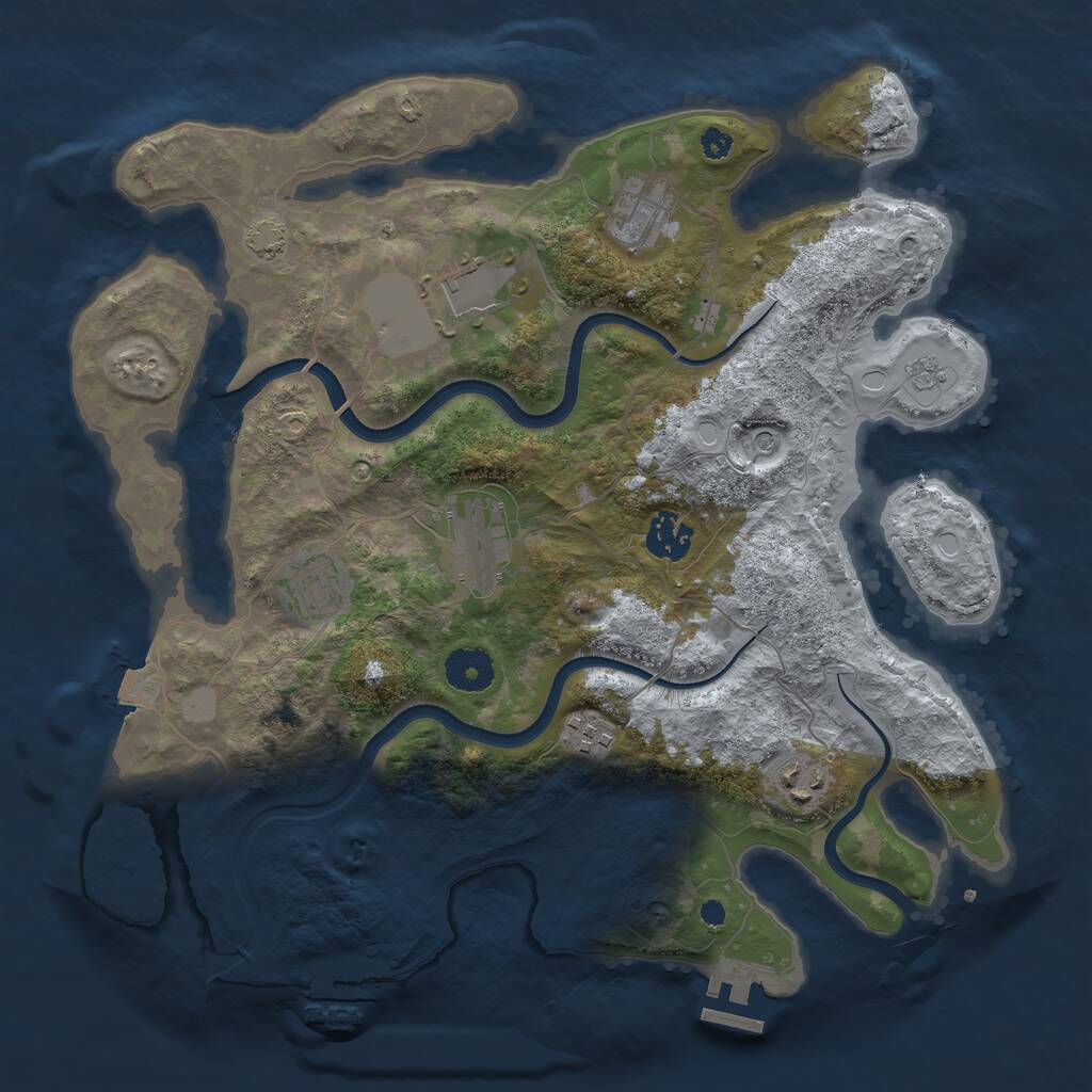 Rust Map: Procedural Map, Size: 3500, Seed: 1070379999, 13 Monuments