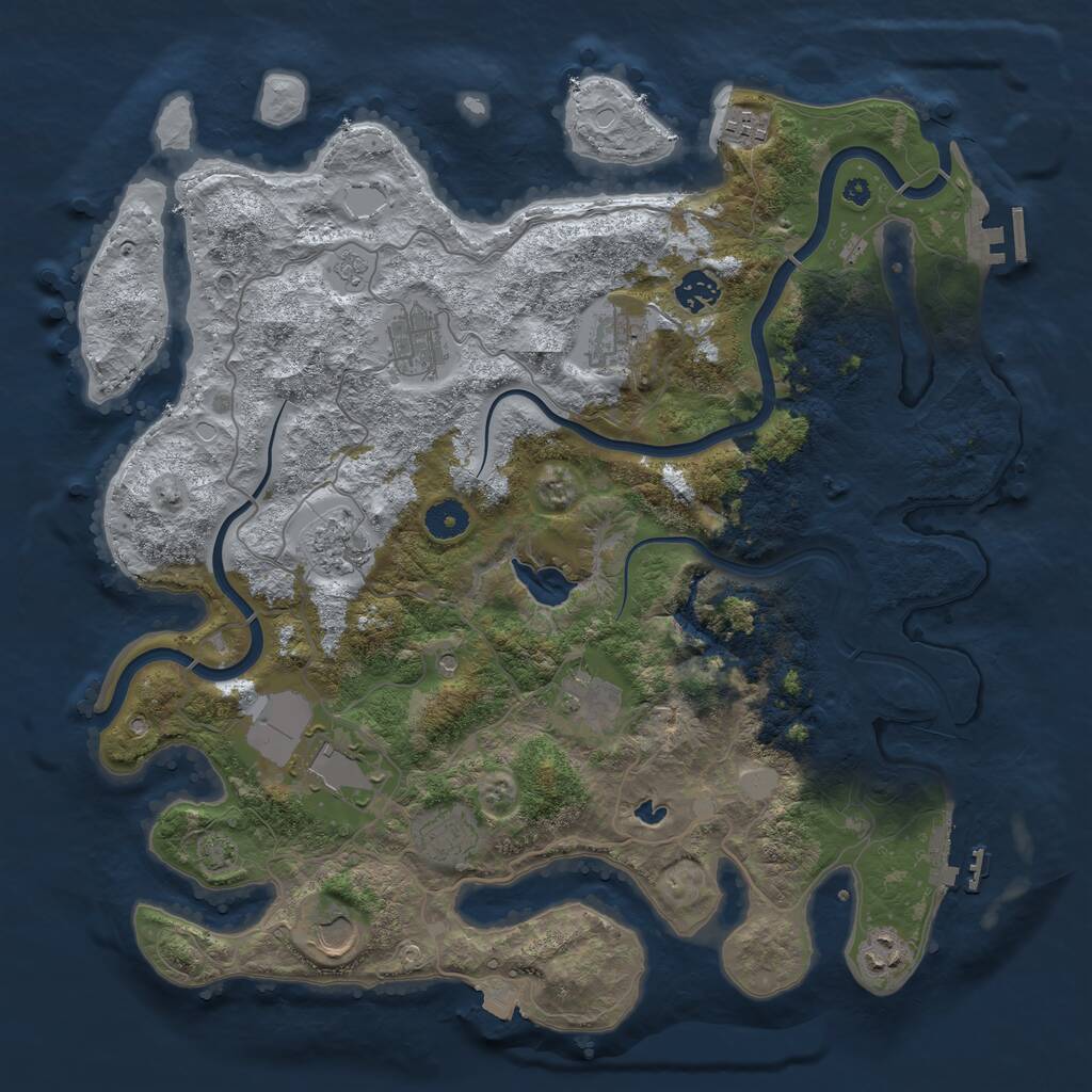 Rust Map: Procedural Map, Size: 4000, Seed: 1003064775, 16 Monuments