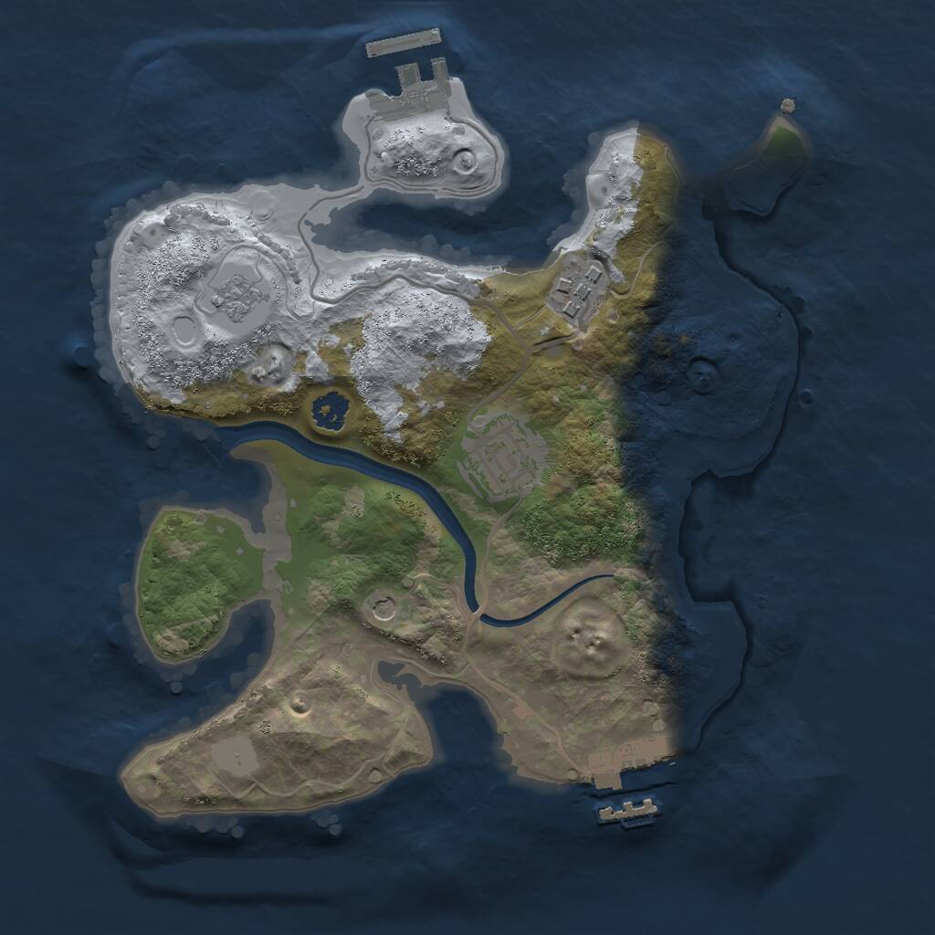 Rust Map: Procedural Map, Size: 2500, Seed: 851741607, 7 Monuments