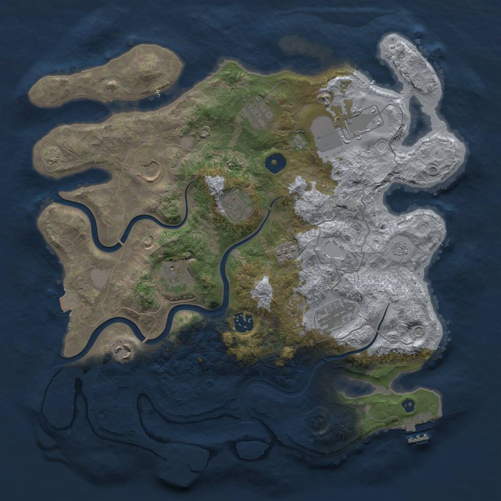 Rust Map: Procedural Map, Size: 3750, Seed: 1306993972, 15 Monuments