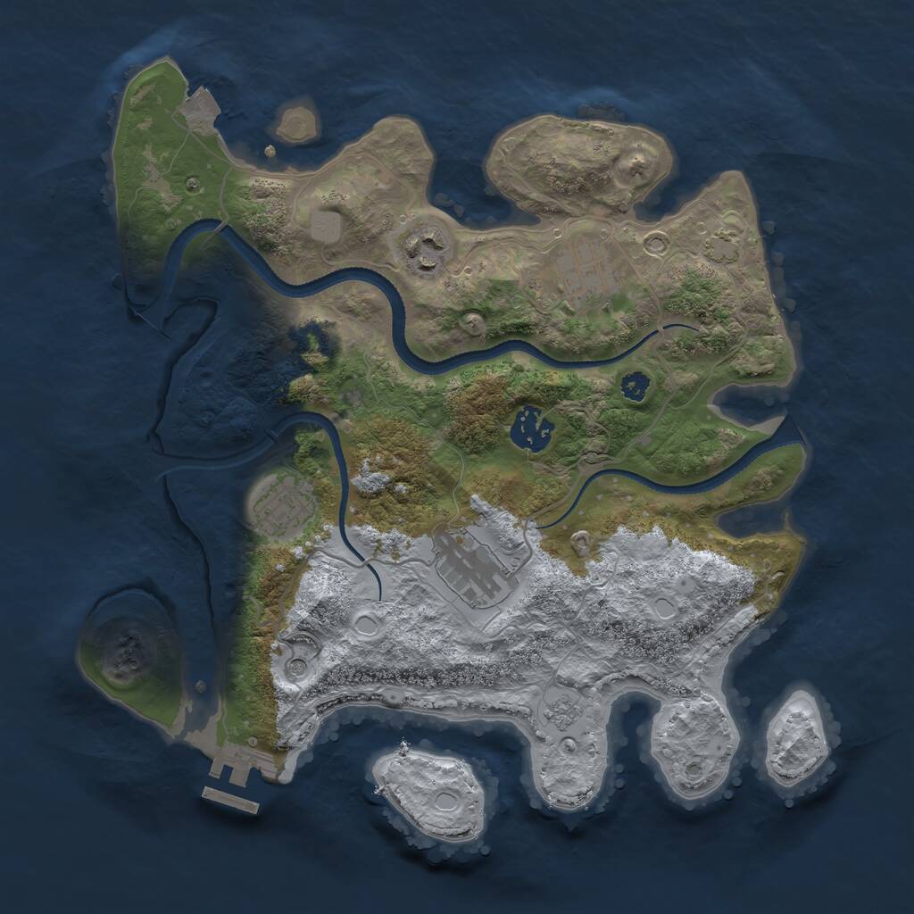 Rust Map: Procedural Map, Size: 3200, Seed: 259976, 10 Monuments
