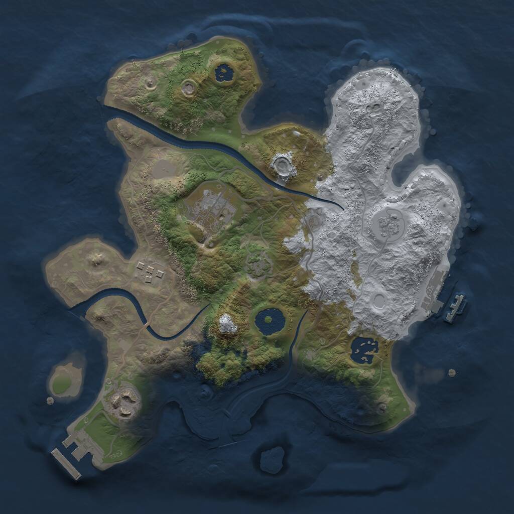 Rust Map: Procedural Map, Size: 2750, Seed: 56000, 9 Monuments